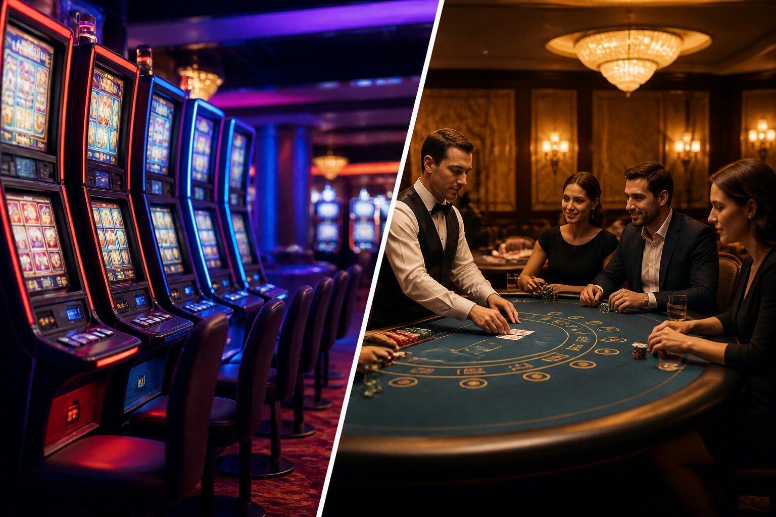 Slots VS Table Games – Compare Features, House Edge & Experience